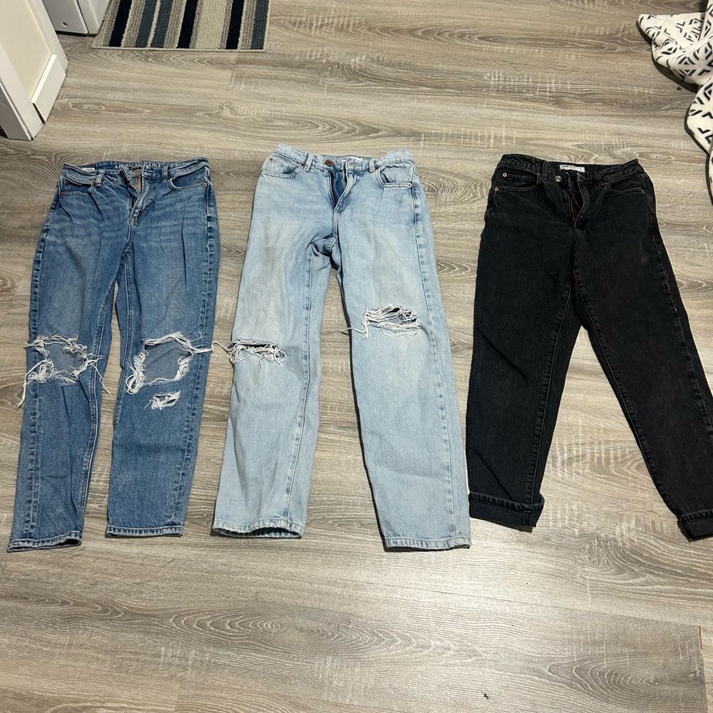 Women’s High-Rise Distressed Jeans - Light Blue, Medium Blue, Black